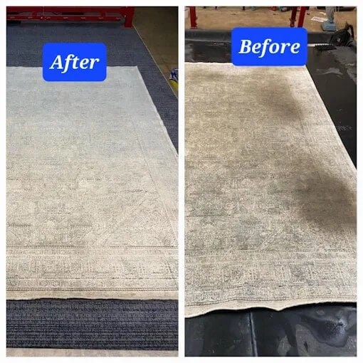Before & After Area Rug Cleaning in Denver, CO and nearby areas. Call today for a free quote!